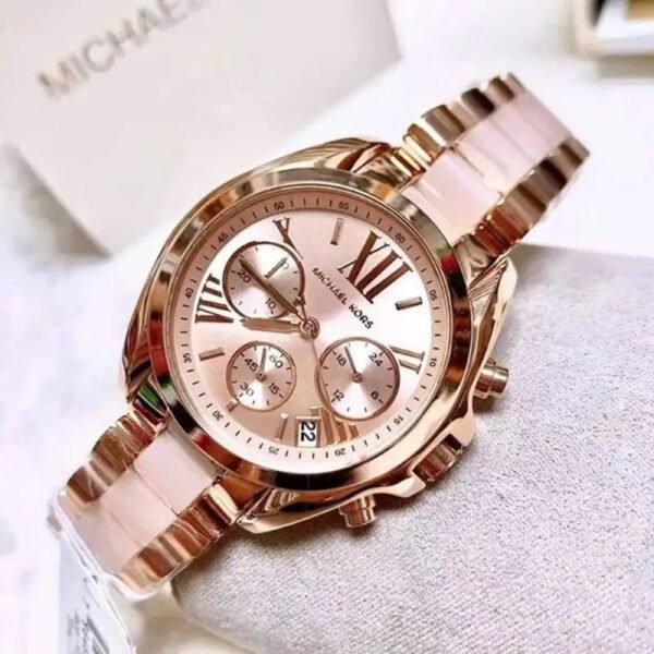 Michael Kors Mk Pink Rosrgold Dial Diamond Ladies Watch - Image 3