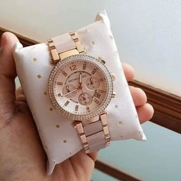 Michael Kors Mk 6326 Pink White Dial Chrono Ladies Watch - Image 5