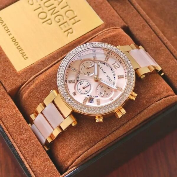 Michael Kors Mk 6326 Pink White Dial Chrono Ladies Watch - Image 4