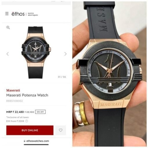 Maserati Black Copper Leather Watch - Image 3