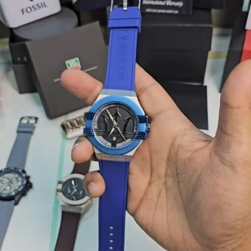 Maserati Blue Silver Leather Watch - Image 3