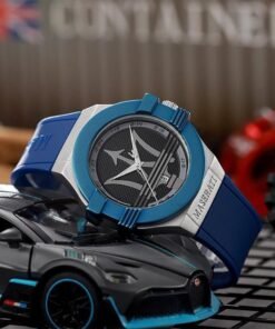 Maserati Blue Silver Leather Watch