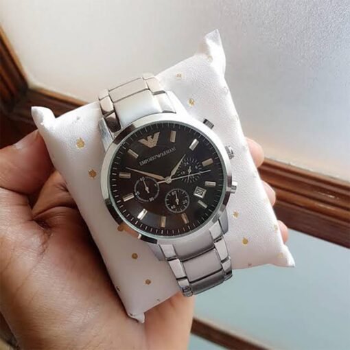 Armani Ar2453 Silver Black Dial Metal - Image 3