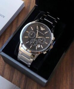Alternative view of Armani Ar2453 Silver Black Dial Metal