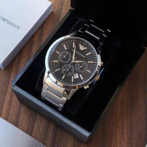 Armani Ar2453 Silver Black Dial Metal - Image 2